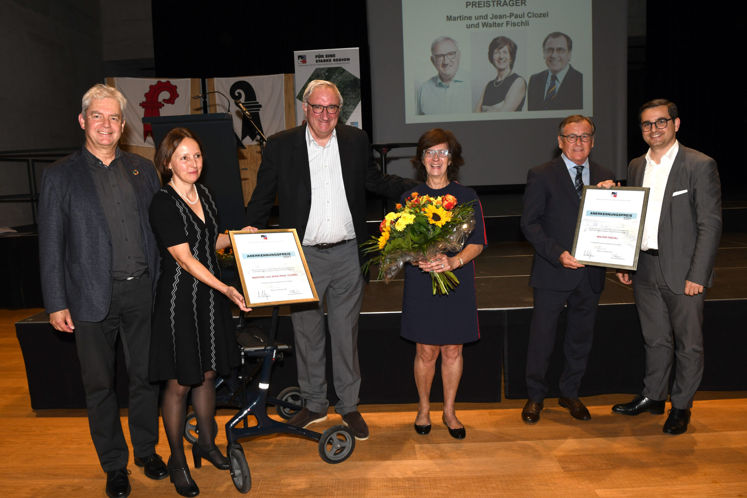 Anerkennungspreis für eine Starke Region 2021 an Martine und Jean-Paul Clozel und Walter Fischli